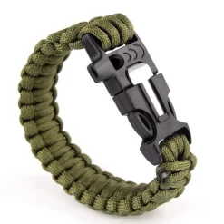 Bransoletka paracord 3w1 ARMY GREEN survival
