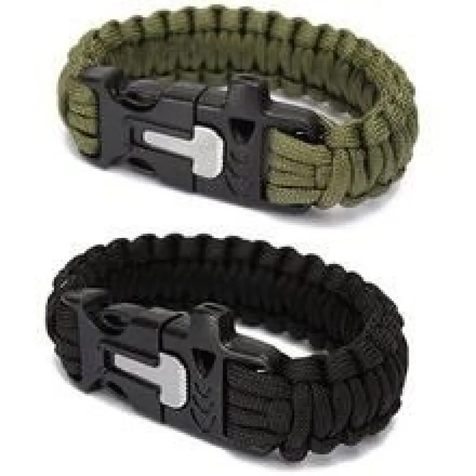 Bransoletka paracord 3w1 ARMY GREEN survival