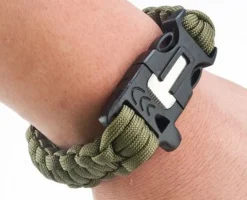 Bransoletka paracord 3w1 ARMY GREEN survival
