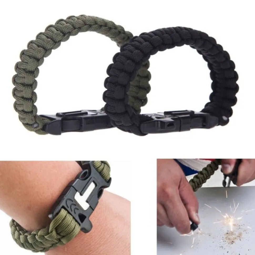 Bransoletka paracord 3w1 ARMY GREEN survival