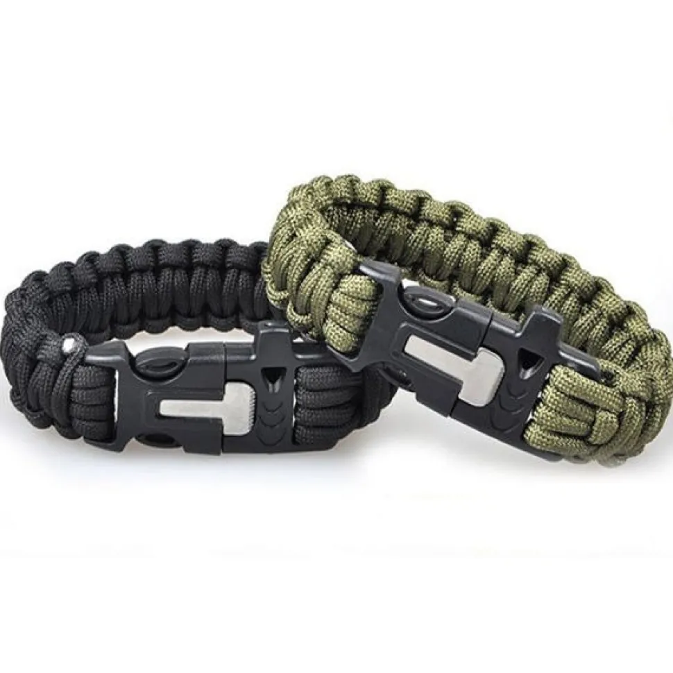 Bransoletka paracord 3w1 ARMY GREEN survival