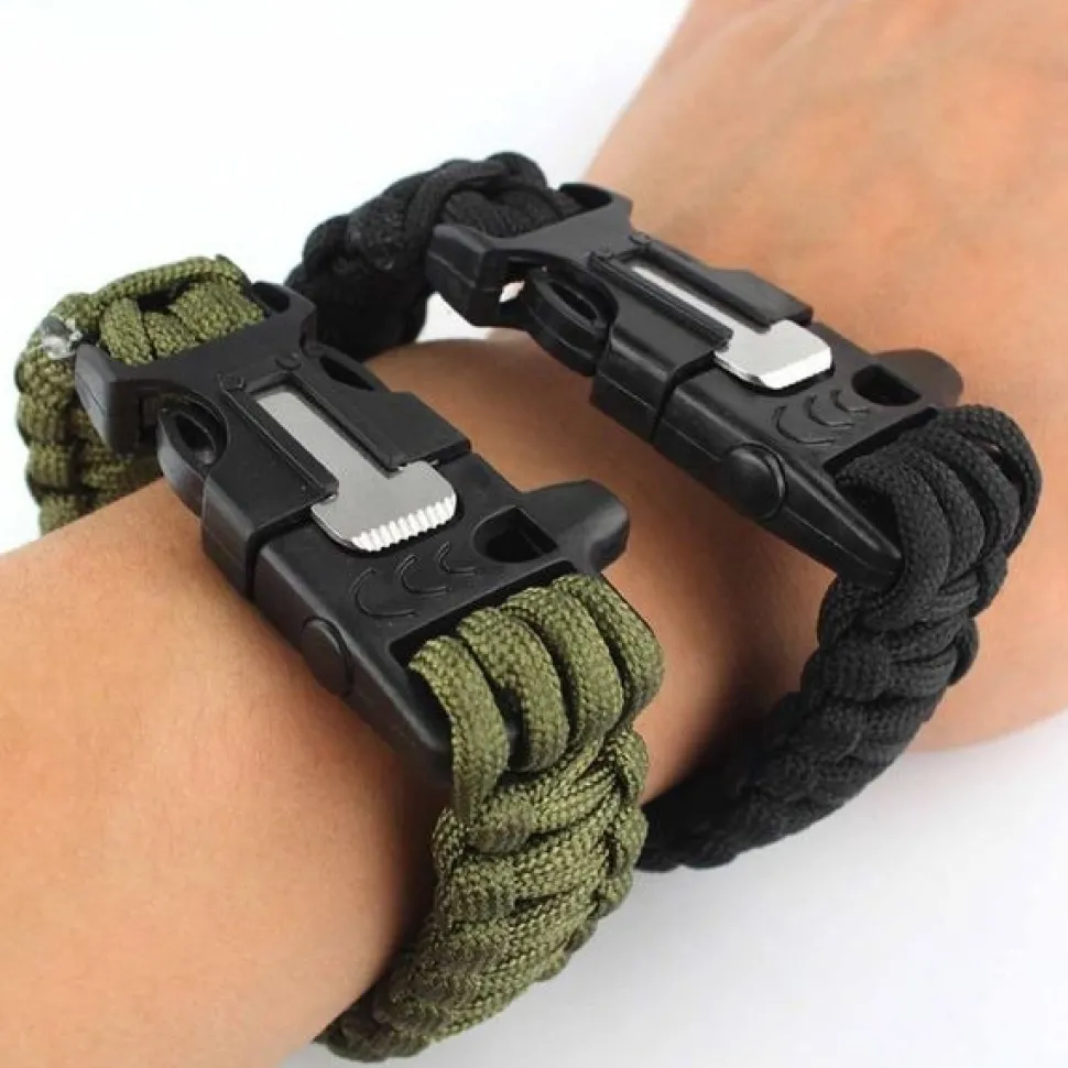 Bransoletka paracord 3w1 ARMY GREEN survival