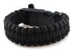 Bransoletka paracord 3w1 CZARNA survival