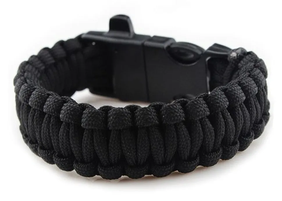 Bransoletka paracord 3w1 CZARNA survival