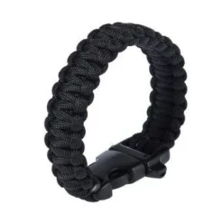 Bransoletka paracord 3w1 CZARNA survival