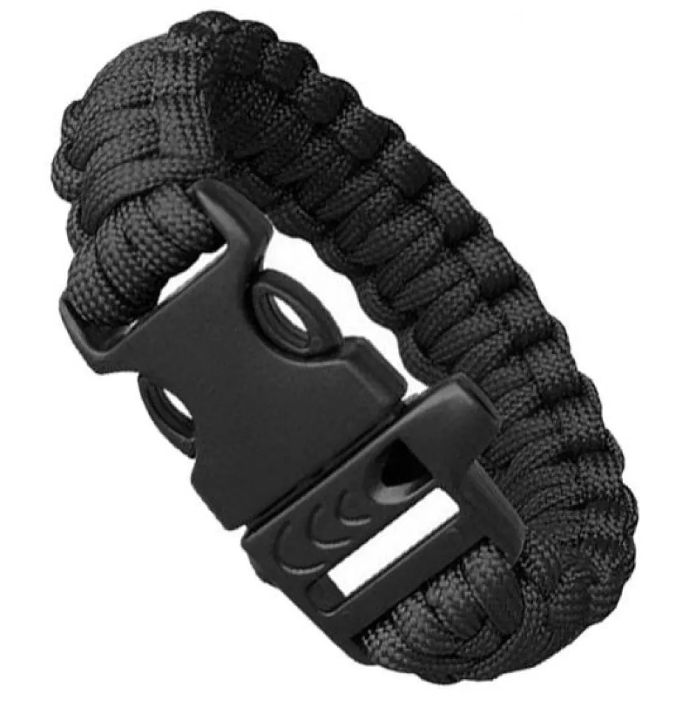 Bransoletka paracord 3w1 CZARNA survival