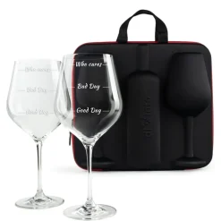 Etui na wino z kieliszkami diVinto Who cares Diamond
