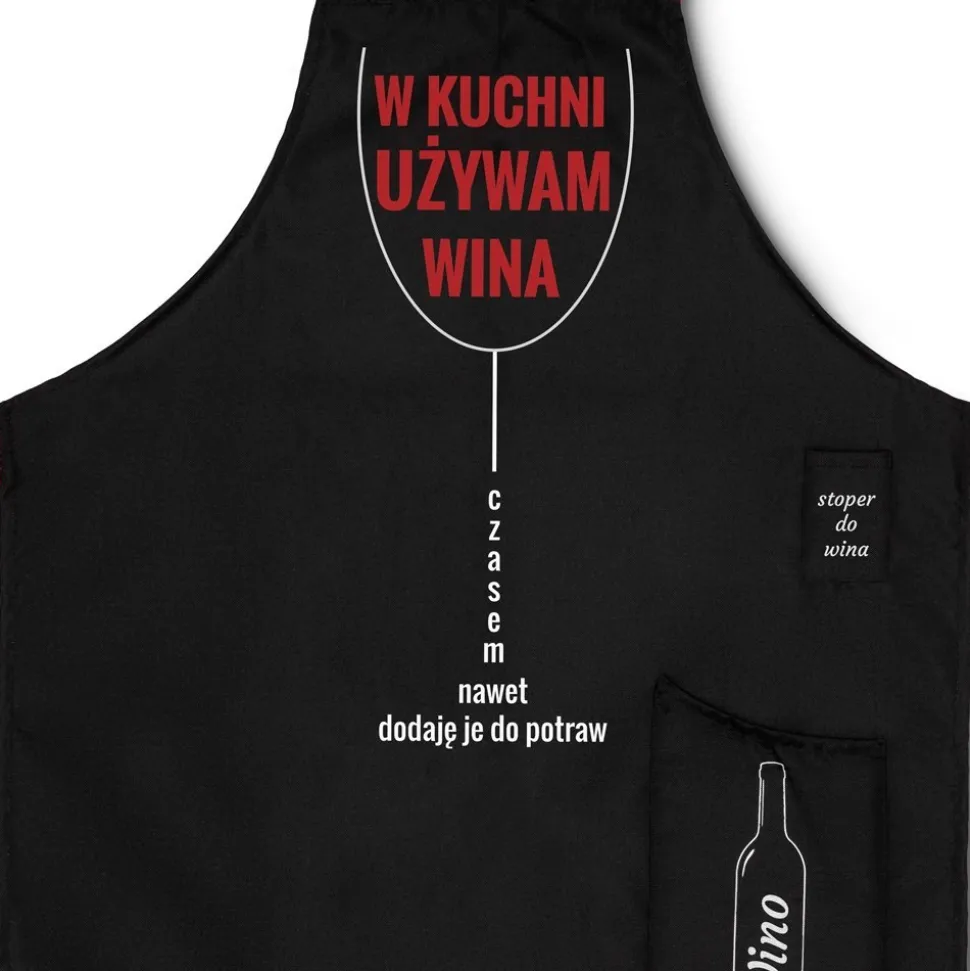 Fartuszek dla gotującej kobiety - "W kuchni używam wina"