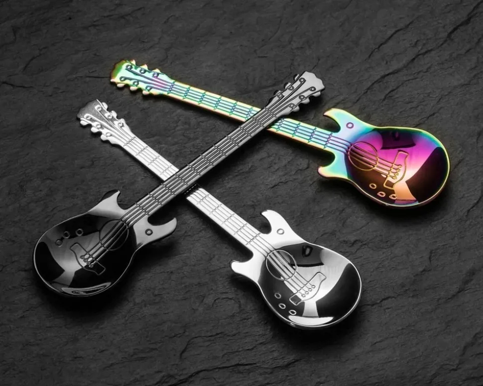 Kolorowe muzyczne łyżeczki - prezent dla gitarzysty muzyka