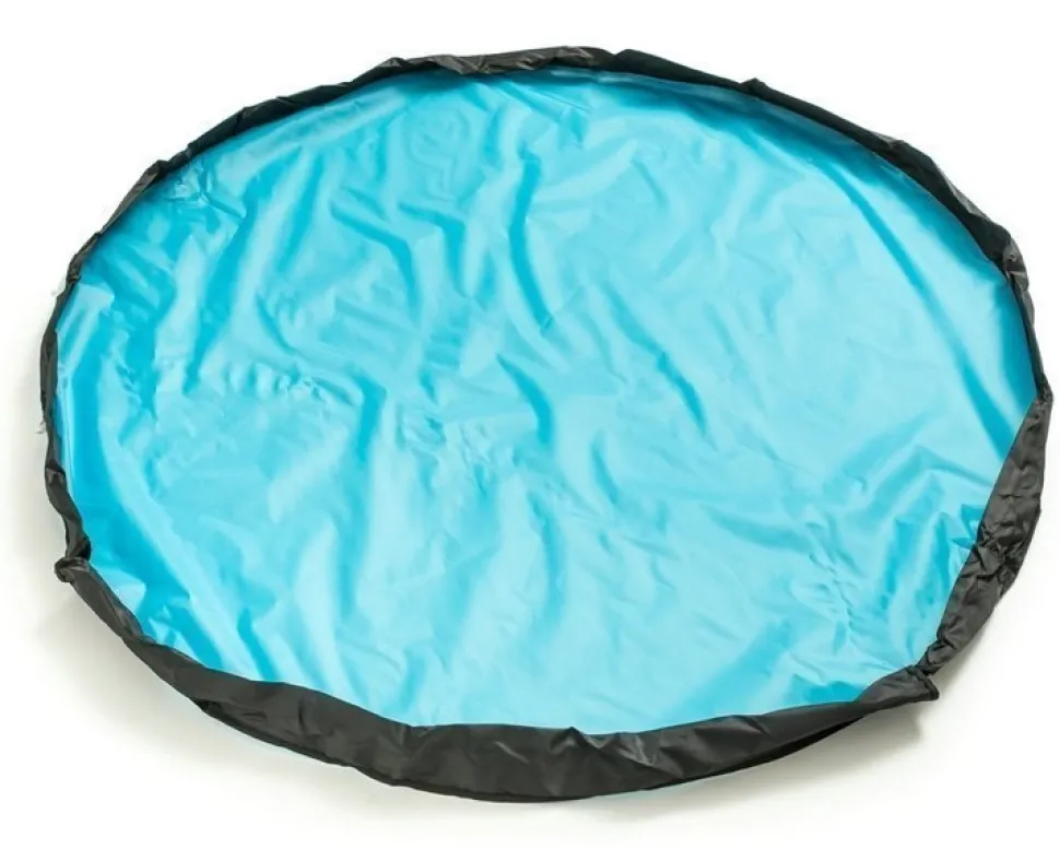 Kosz na zabawki z matą do zabawy 2w1 - niebieski