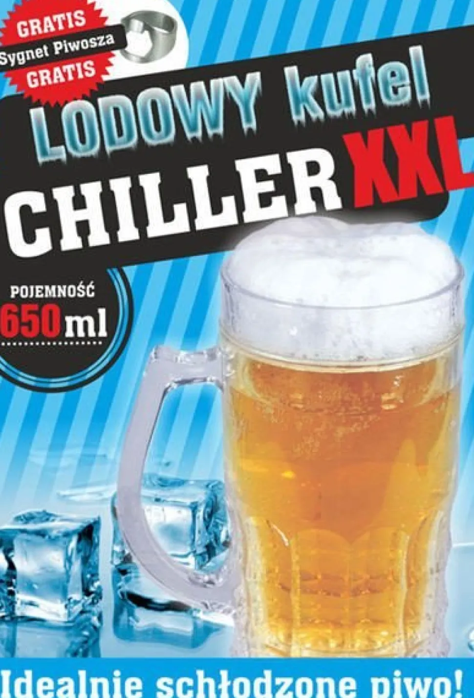 Lodowy kufel CHILLER XXL 650ml - złocisty