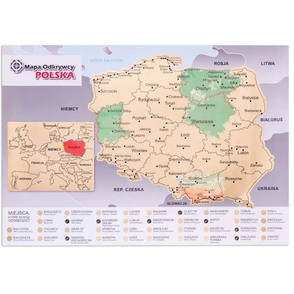 Mapa Odkrywcy - Polska - ulepszona zdrapka
