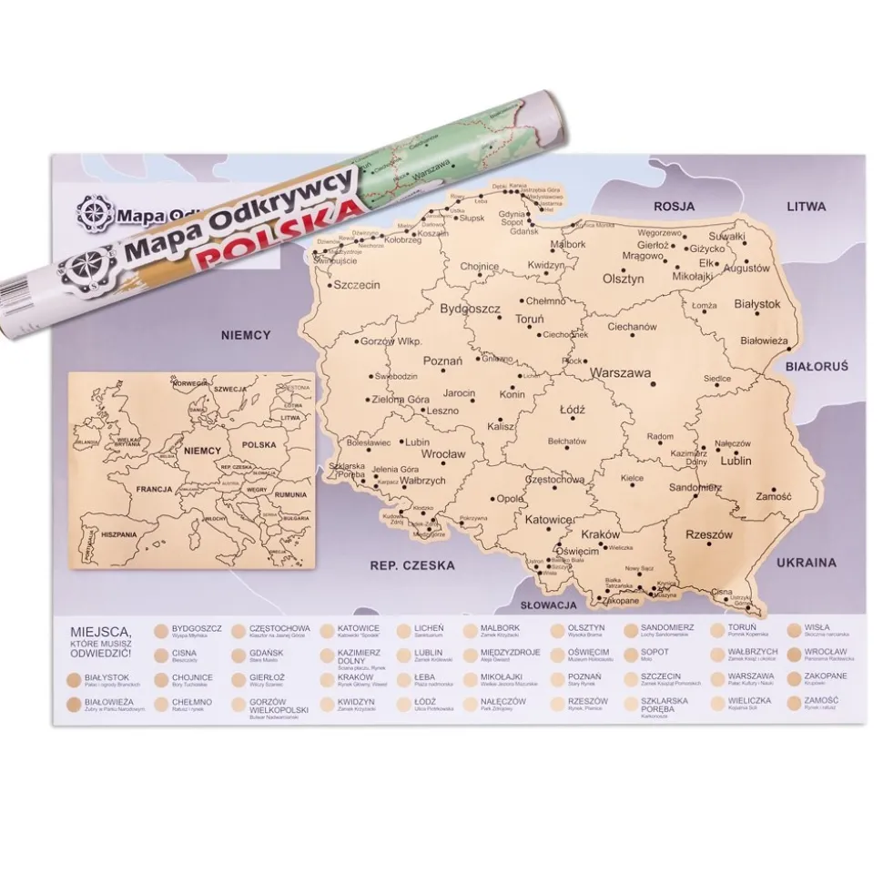 Mapa Odkrywcy - Polska - ulepszona zdrapka