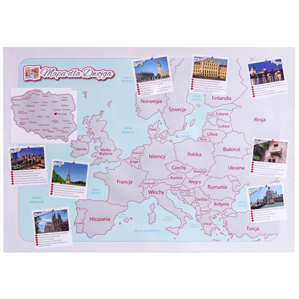Mapa Zdrapka Europa dla Dwojga - ulepszona zdrapka