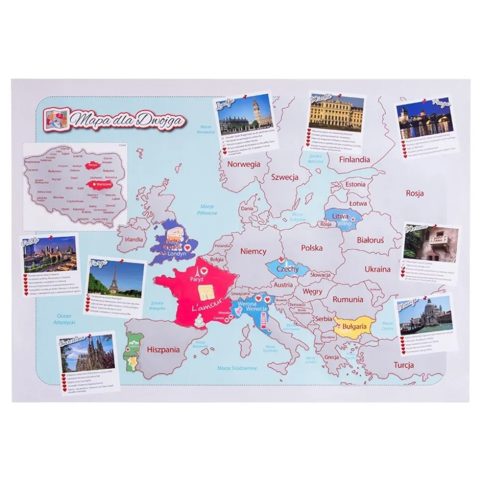 Mapa Zdrapka Europa dla Dwojga - ulepszona zdrapka