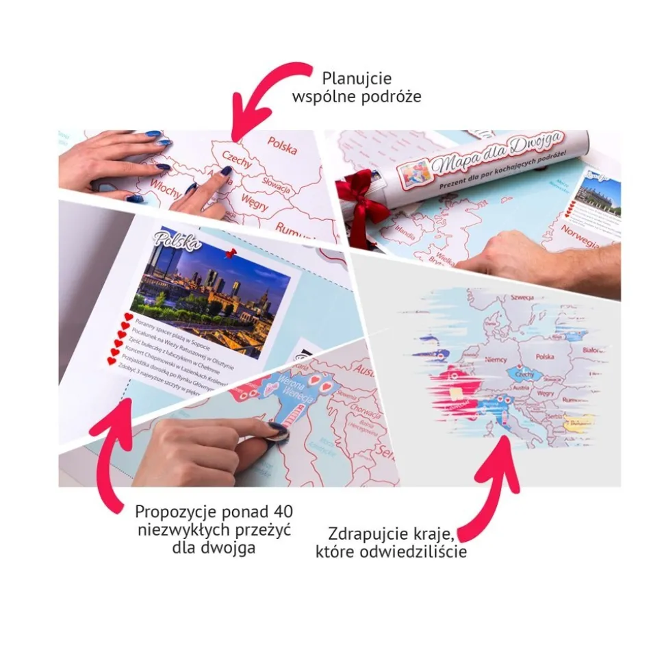 Mapa Zdrapka Europa dla Dwojga - ulepszona zdrapka