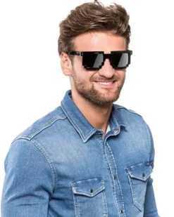 Pikselowe okulary 8 bit pixel - czarne/lustrzane