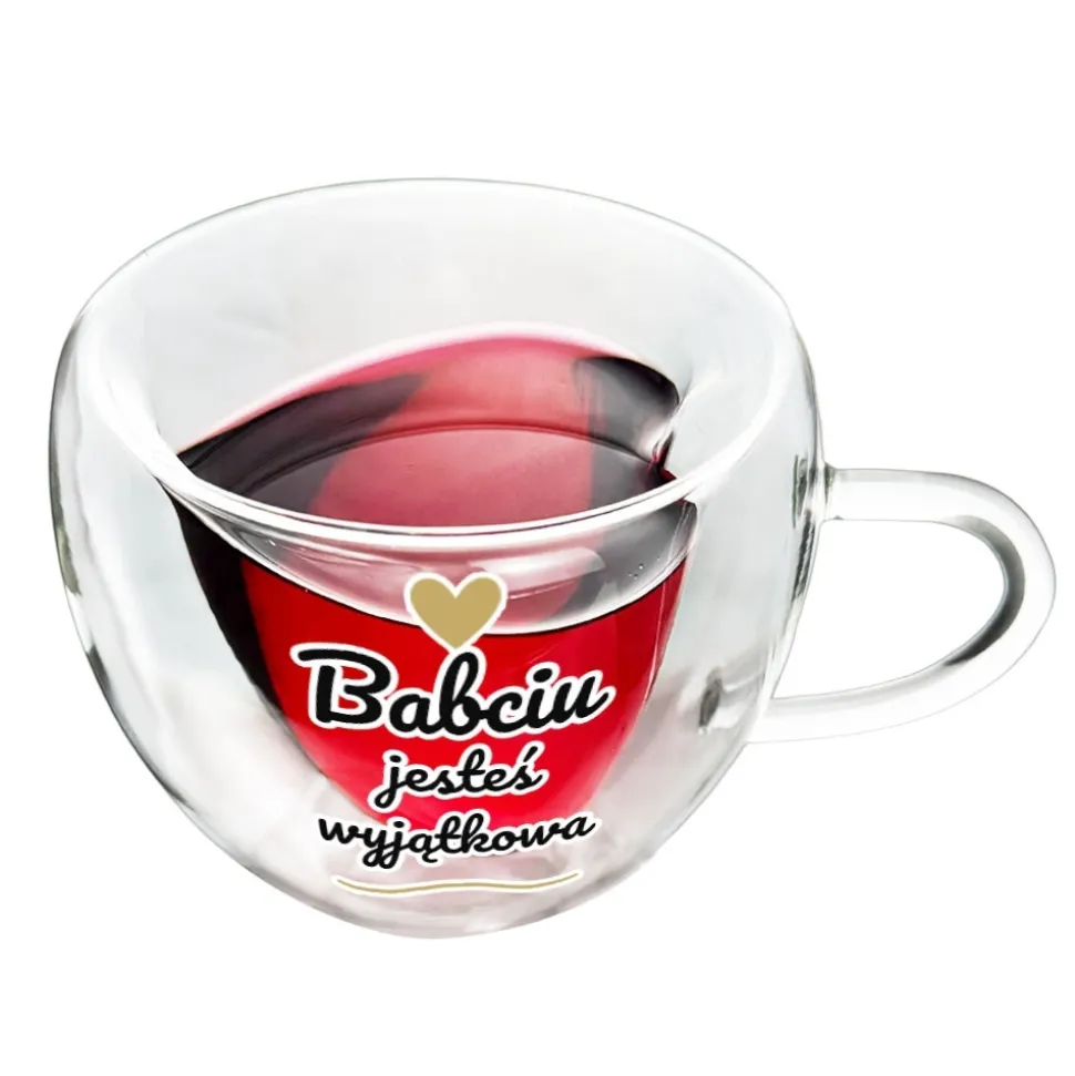 Zestaw dla Babci i Dziadka 2x Szklanka Termiczna Serce - Prezent na Dzień Babci i Dziadka