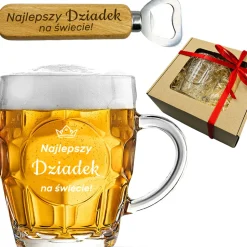 Zestaw do Piwa Kufel + Otwieracz - prezent dla Dziadka na Dzień Babci i Dziadka
