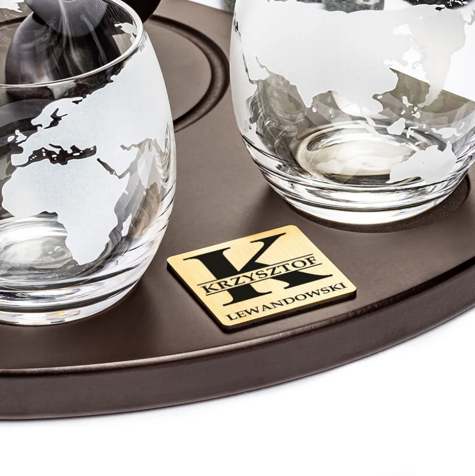 Zestaw do whisky GLOBUS DELUXE z GRAWEREM - prezent dla taty faceta męża chłopaka na urodziny Święta