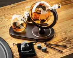 Zestaw do whisky GLOBUS DELUXE z GRAWEREM - prezent dla taty faceta męża chłopaka na urodziny Święta