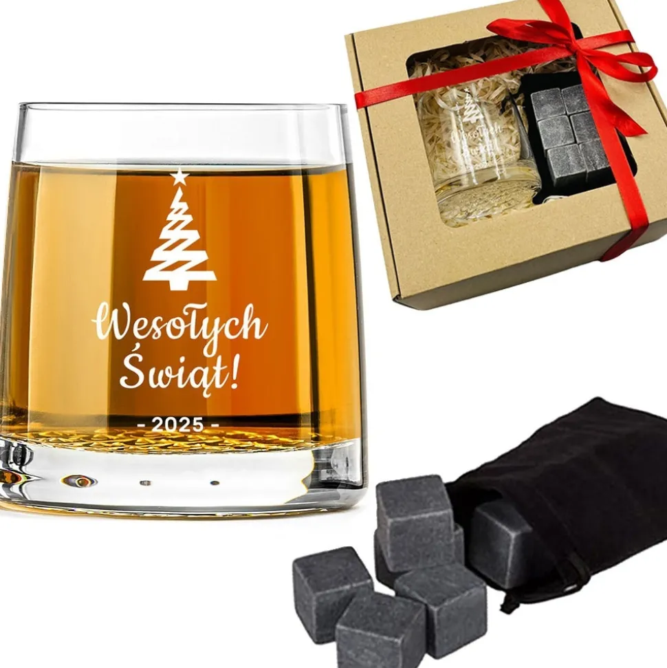 Zestaw do whisky - prezent na Święta upominki paczki świąteczne dla pracowników klientów zestaw prezentowy świąteczny box kosz